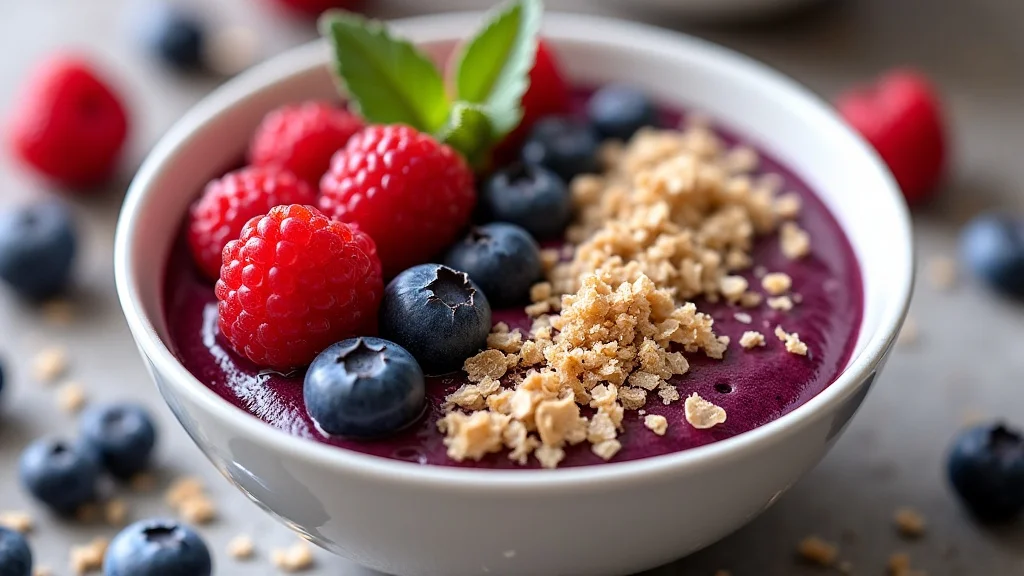 This image shows a colorful acai bowl topped with fruit, answering if acai bowls are healthy.