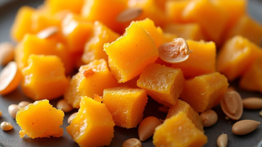 The image shows roasted acorn squash seeds, a tasty and edible snack from the squash.