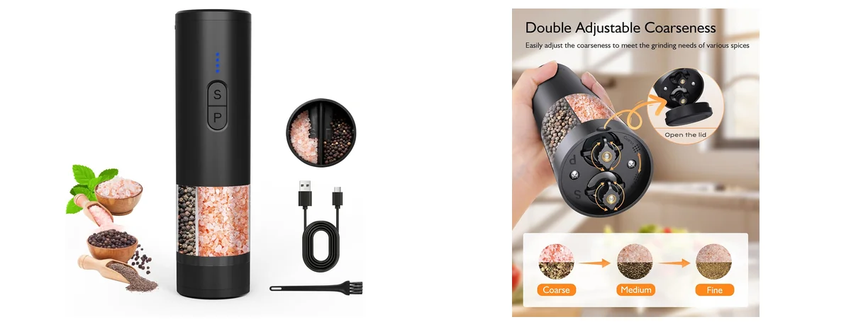 AMOSA Electric Salt and Pepper Grinder Set images