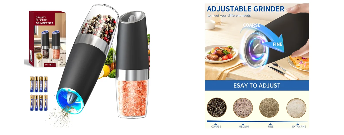 CIRCLE JOY Gravity Electric Salt and Pepper Grinder images