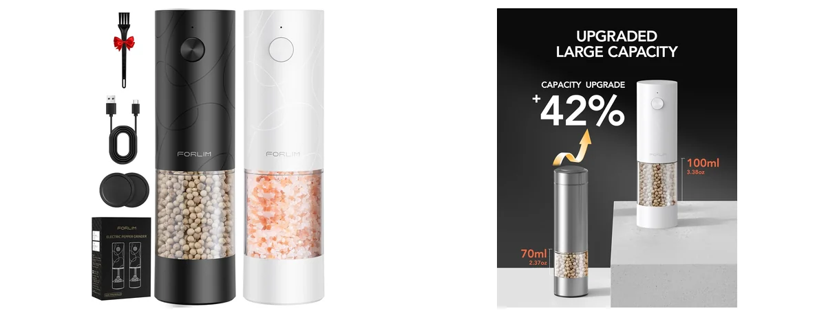 FORLIM Electric Salt & Pepper Grinder Set images