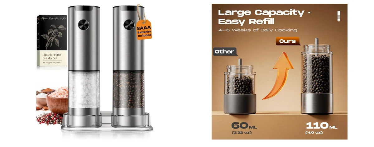 ioion Electric Salt and Pepper Grinder Set images