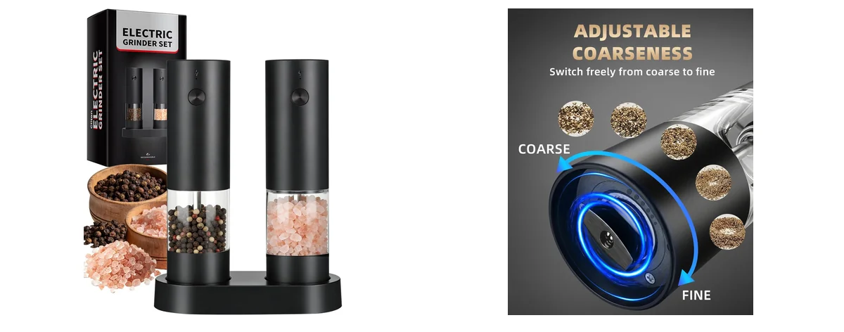 Jasee Rechargeable Electric Salt and Pepper Grinder images