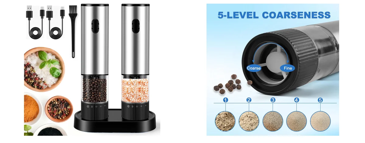 JXAVO Electric Salt and Pepper Grinder Set images