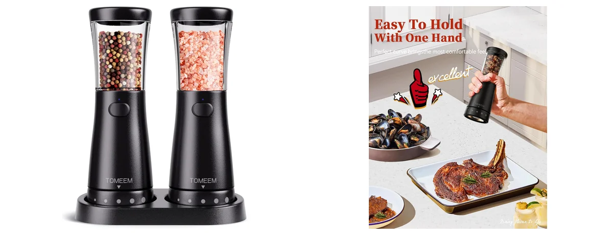 TOMEEM Electric Salt and Pepper Grinder Set images