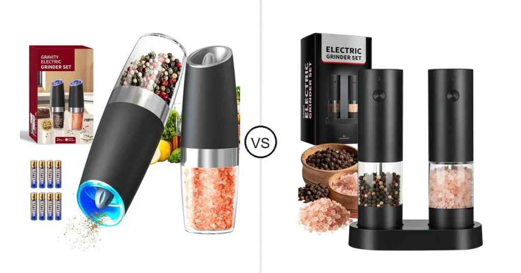 Comparison of CIRCLE JOY Gravity Electric Salt and Pepper Grinder and Jasee Rechargeable Electric Salt and Pepper Grinder