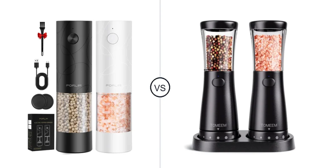 Comparison of FORLIM Electric Salt & Pepper Grinder Set and TOMEEM Electric Salt and Pepper Grinder Set