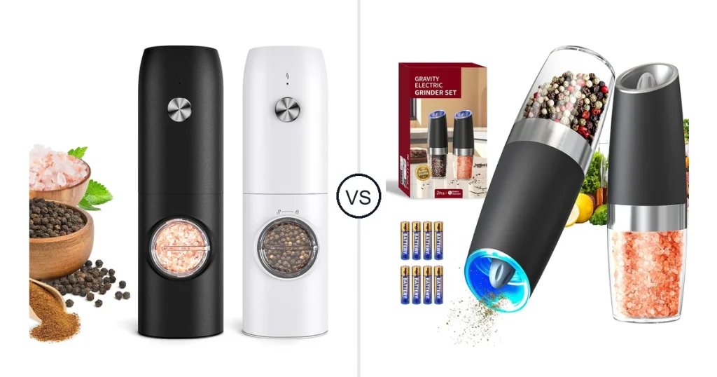 Comparison of FRTONYI Blackwhite and CIRCLE JOY Gravity Electric Salt and Pepper Grinder