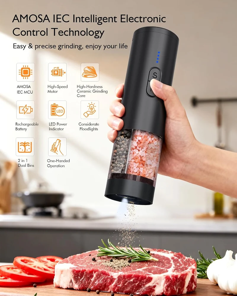 AMOSA Electric Salt and Pepper Grinder Set