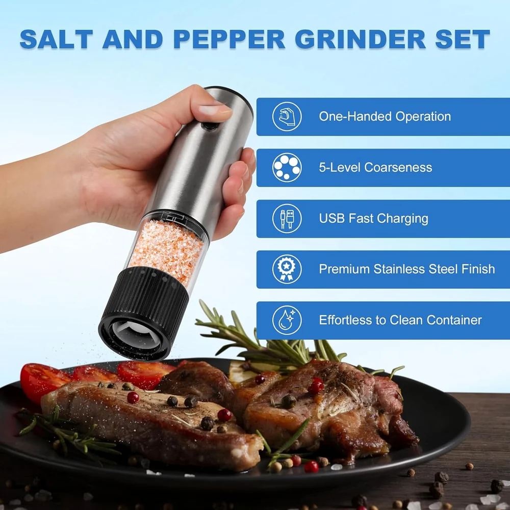JXAVO Electric Salt and Pepper Grinder Set