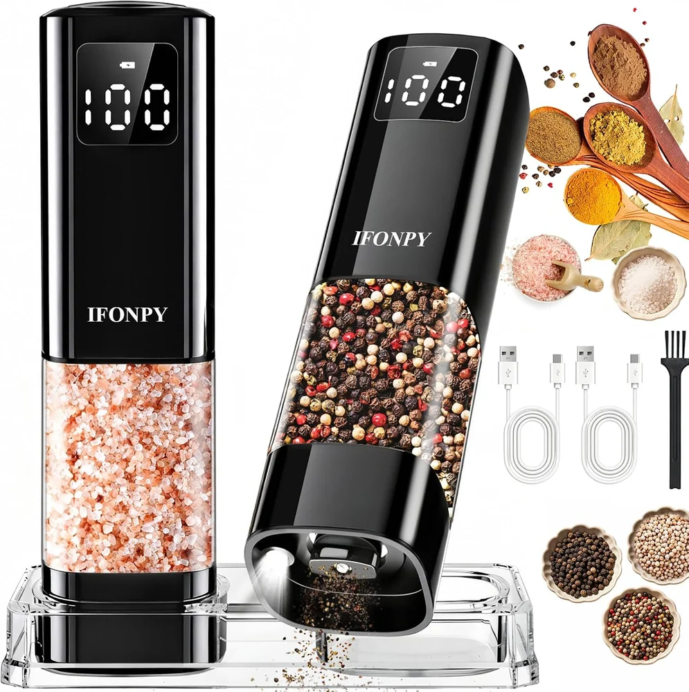 JXAVO Electric Salt and Pepper Grinder Set