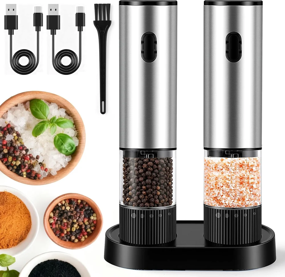 Jasee Rechargeable Electric Salt and Pepper Grinder